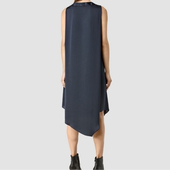 All Saints Blaze Dress Asymmetrical sleeveless black Satin dress Size 0 - Picture 4 of 10